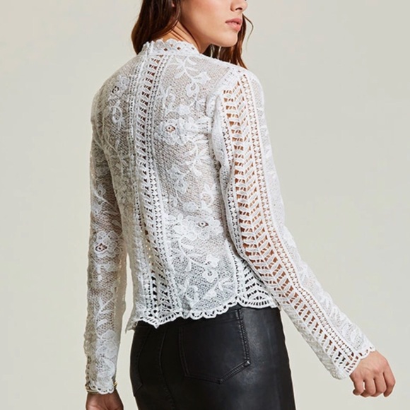 high neck guipure lace top - Picture 3 of 8